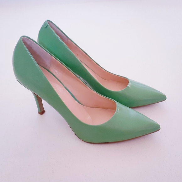 Nine West Shoes - Nine West green leather pointed toe stiletto heels